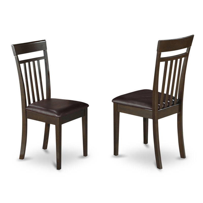 3 Piece Dining Room Table Set Contains a Round Wooden Table with Pedestal and 2 Faux Leather Kitchen Dining Chairs, Cappuccino
