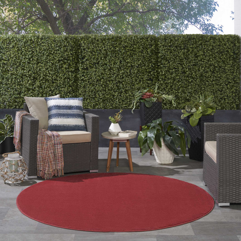 Tapis intérieur / extérieur rouge Mullican Sandy, Rond 6 pi