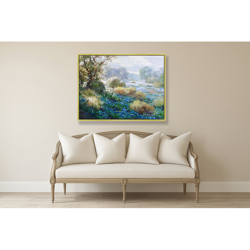 Bluebonnet Morning Drift Print, Gold, 38" H x 50" W