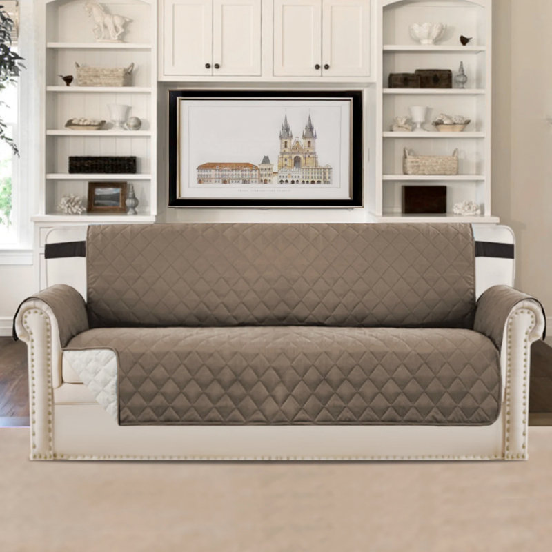 Reversible Box Cushion Sofa Slipcover for Dogs/Cats/Pets Quilted Furniture Protector with Non Slip Elastic Strap Water Resistant Sofa Covers Couch Covers Machine Washable