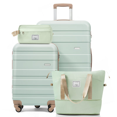 Ensemble de bagages 4 pièces - Valise à carreaux 20 po, valise à carreaux 28 po avec sac de toilette TSA