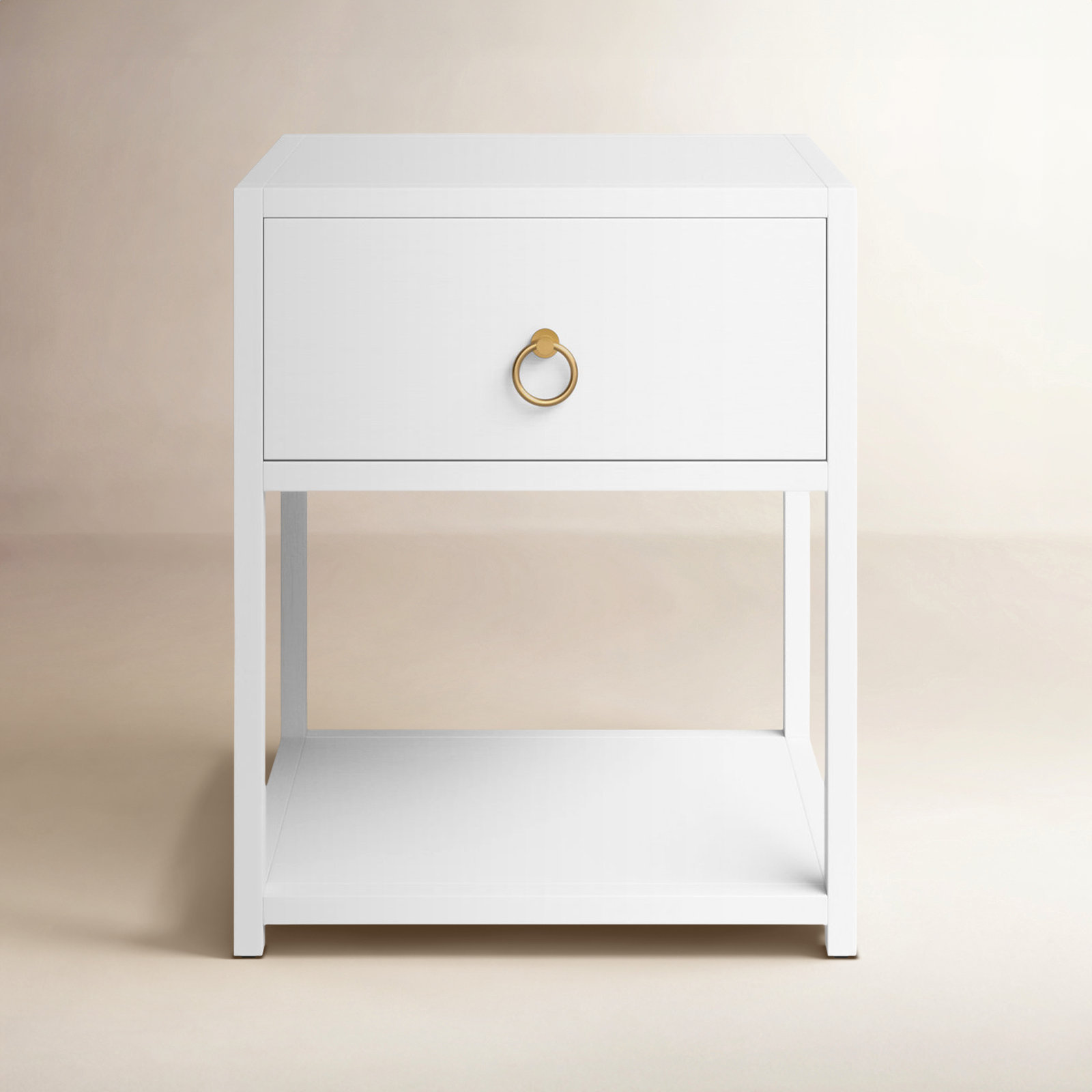 Elin 1-Drawer Acacia Nightstand, White