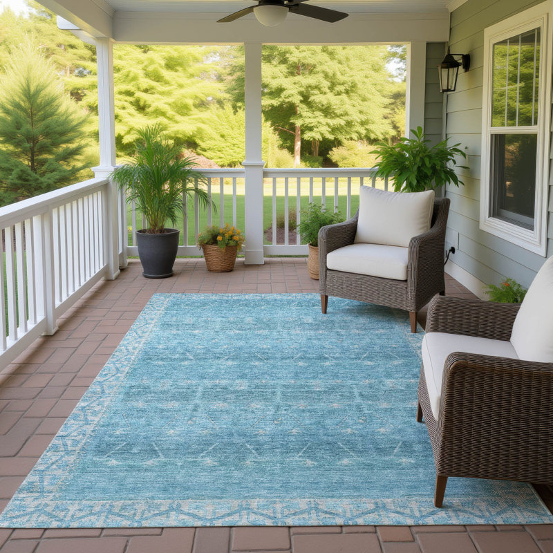 Machine Washable Indoor/Outdoor Chantille ACN2725 Global Rug, Blue, 9' x 12'