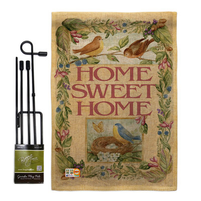 Drapeau de jardin à 2 côtés 18,5 po x 13 po "welcome oiseaux spring time" par en toile jute inspirations