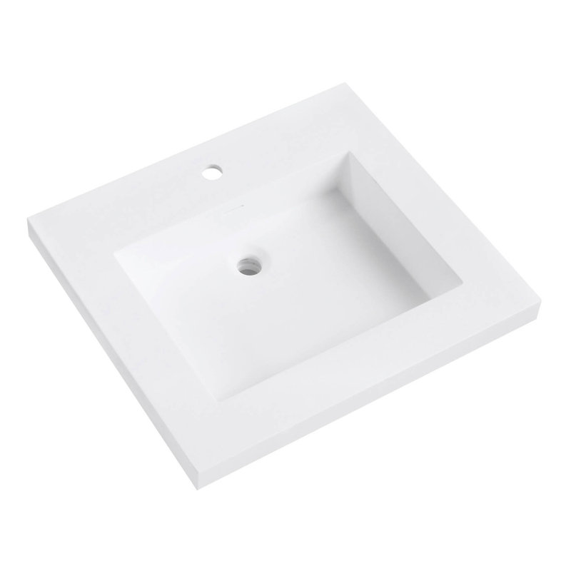VersaStone 25" Matte White Acrylic Vanity Top with Integrated Sink
