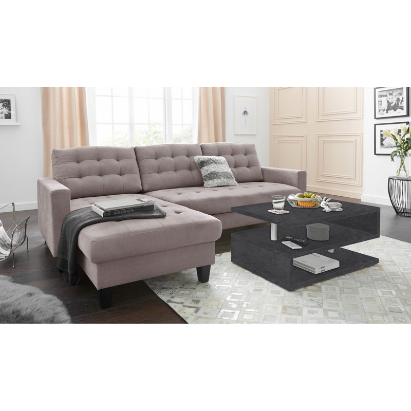Cauan Floor Shelf Coffee Table with Storage, 41H x 55W x 90L cm, Grey