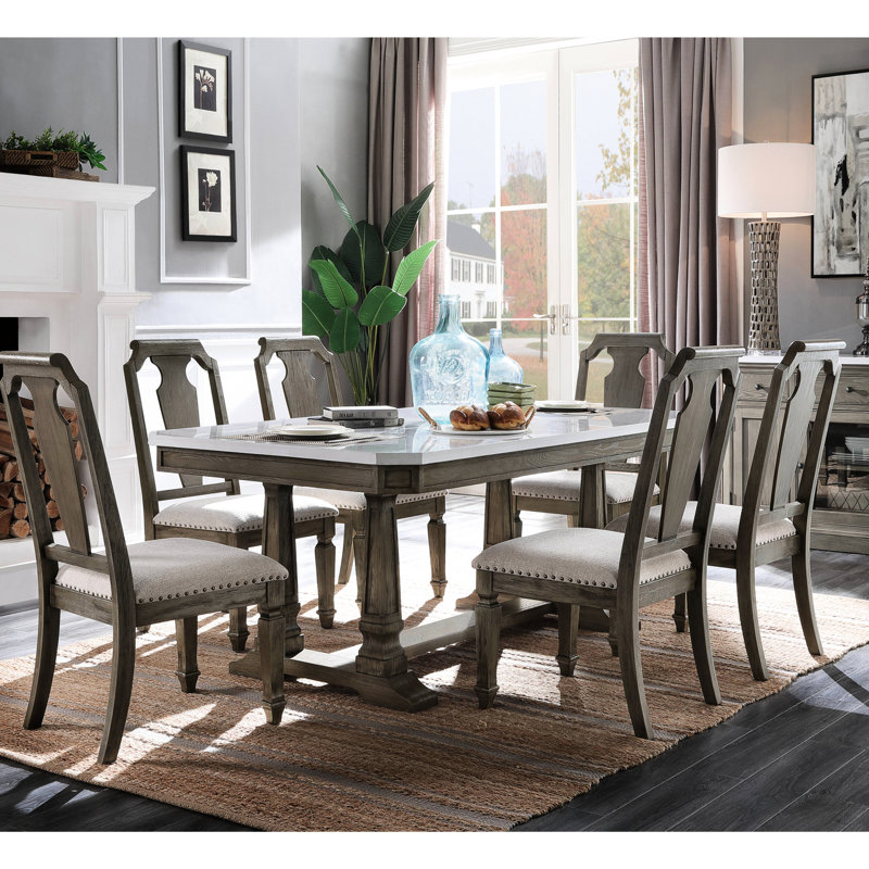 Chaises d'appoint de 2 chaises en lin rustique beige et chêne patiné