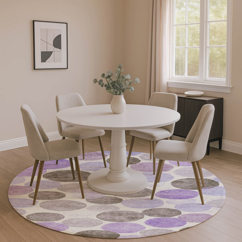 Premium Machine Washable Farolt AMF1898 Geometric Rug, Round 8'