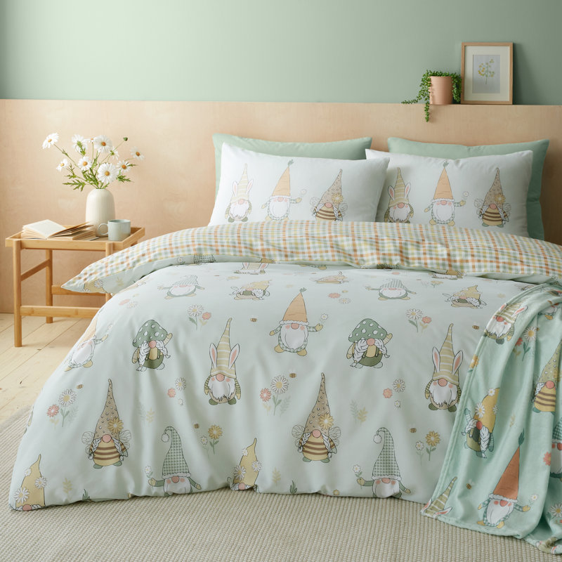 Spring Gonks Reversible Duvet Cover Set, Kingsize Duvet Cover + 2 Standard Pillowcases