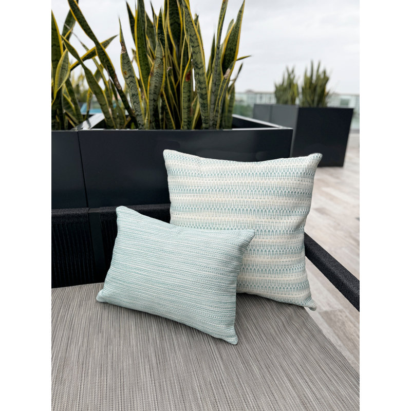 Bay Indoor/Outdoor Pillow Cover & Insert, Aqua, 14"H x 20"W, Rectangular