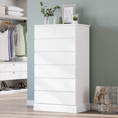 Grande commode avec 7 tiroirs pour la chambre à coucher, commode haute de 51,8 pouces et commode, organisateur de placard moderne en bois et armoire de rangement, grande commode verticale pour chambre à coucher, placard, couloir