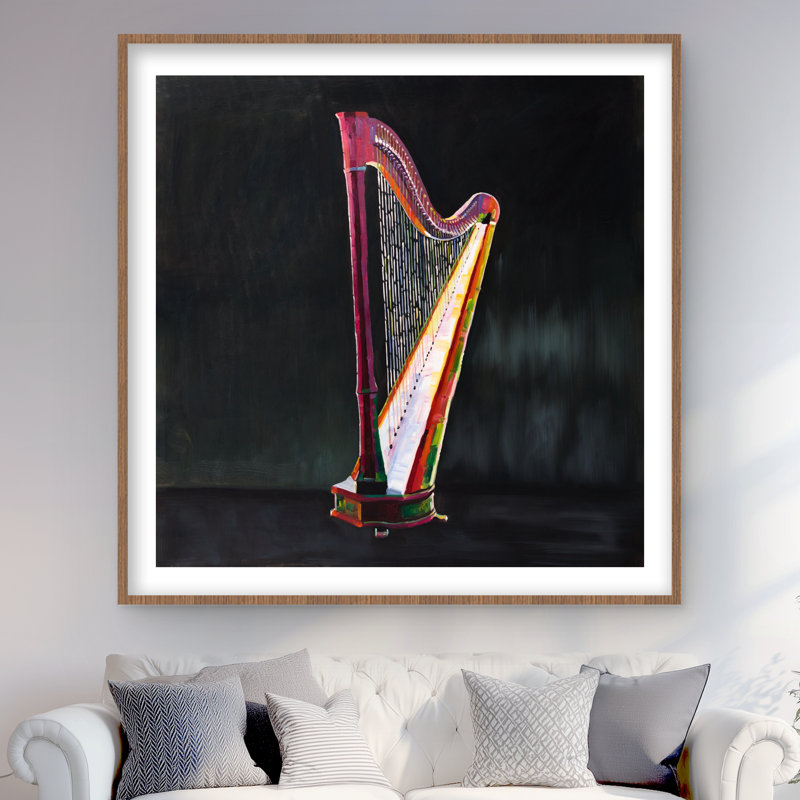 Colourful Realistic Harp - Contemporary Musical Framed Print