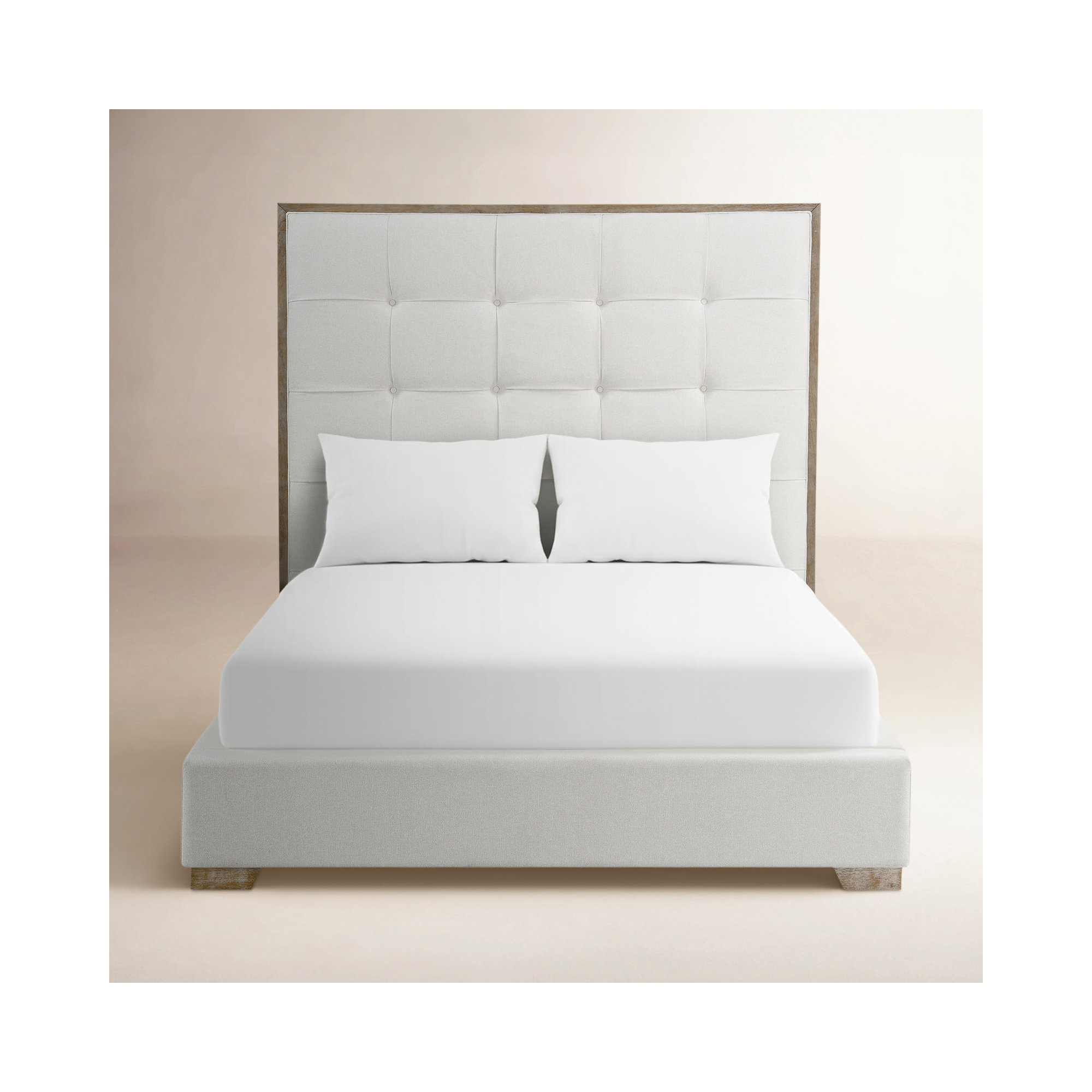 Upholstered Bed, Ivory, Queen