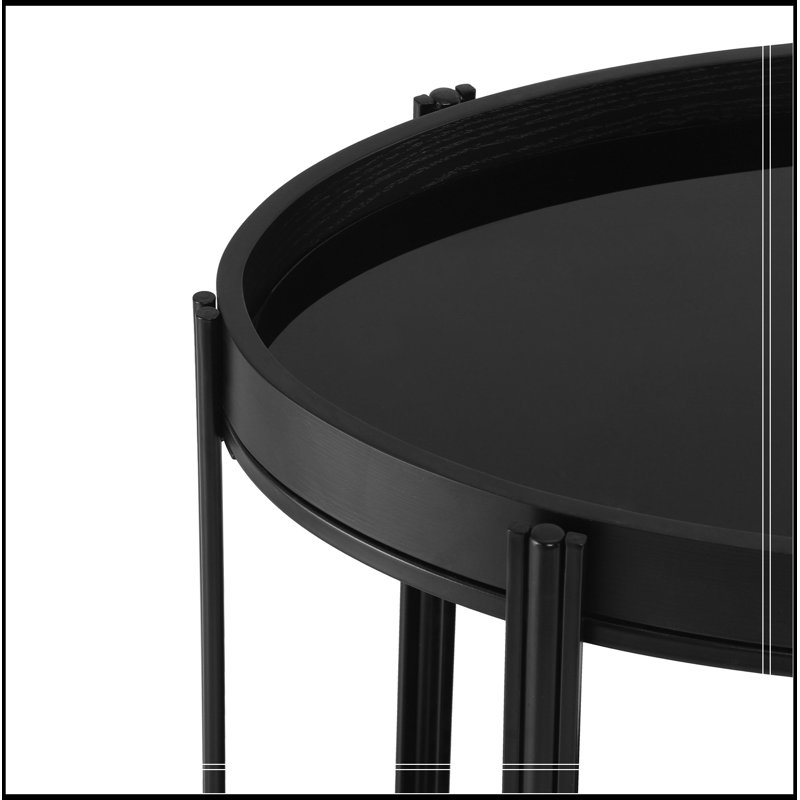 Cadre ovale en métal Dearman avec tablettes en verre trempé, Black