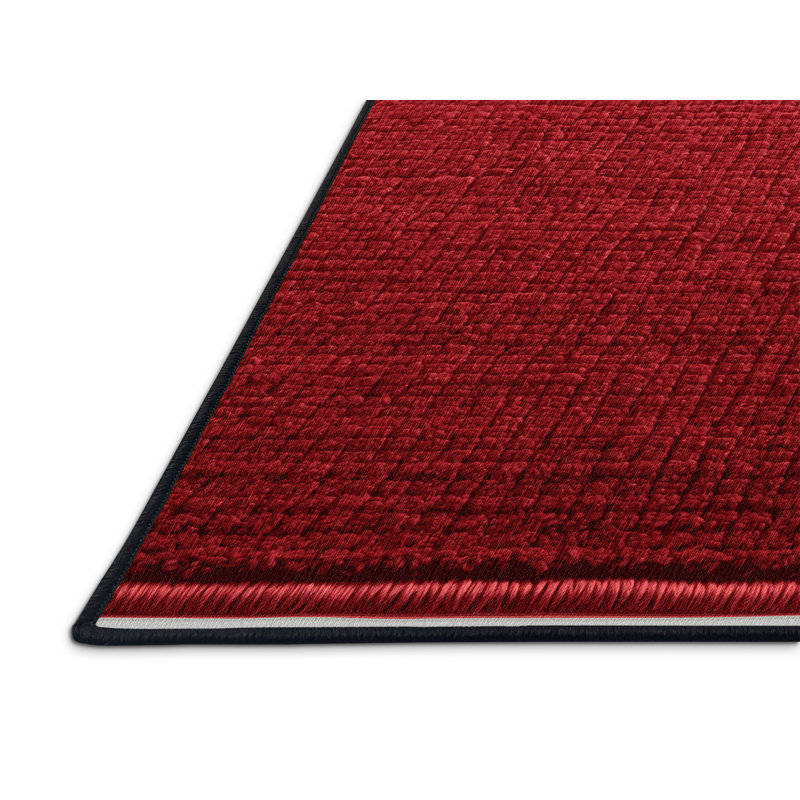 Machine Washable Solid Red Area Rug, Square 4'