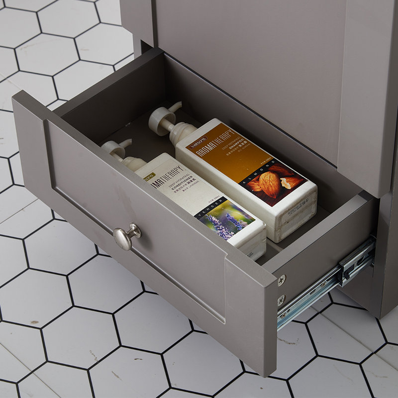 Mini meuble-lavabo simple 18 po avec comptoir en céramique 18 po, Gris foncé