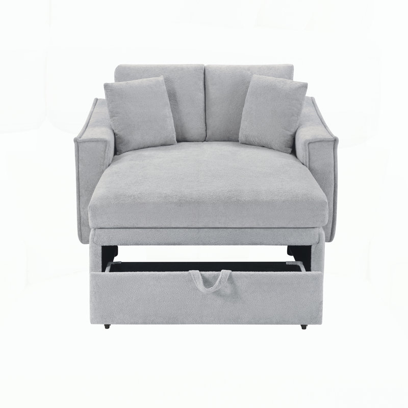 Canapé-lit moderne 53,5 po Canapé-lit Canapé-lit avec coussins, Grey Fabric