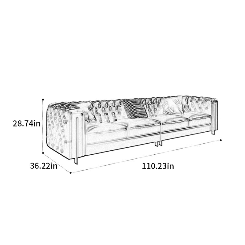 Canapé American, 4, H 28,74 po x l 110,23 po x P 36,22 po