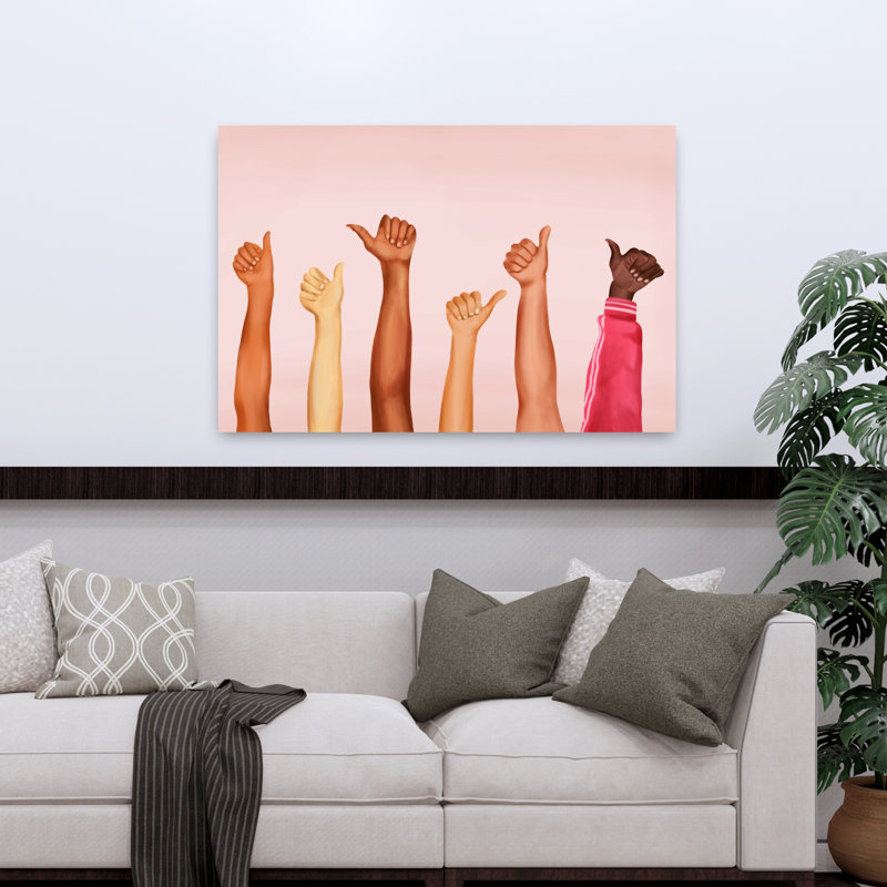 Art mural moderne abstrait pouce en l'air, H 48 po x l 32 po