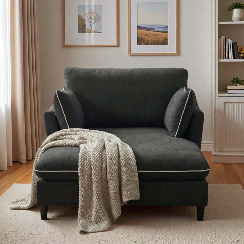 Chaise longue moderne avec coussins, Noir