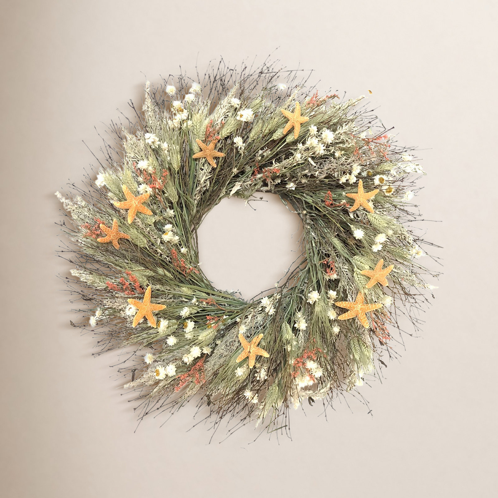 Handcrafted Dried Mixed Assortment Wreath, 30" H x 30" W x 6" D