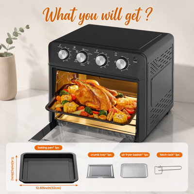 27.5QT 6-in-1 Family Air Fryer Convection Oven with Dehydrator