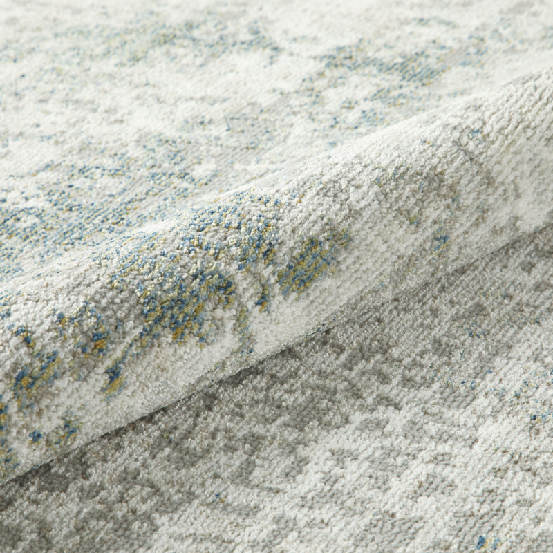 Edgeworth Abstract Machine Woven Cream Green Area Rug, Rectangle 120cm x 170cm