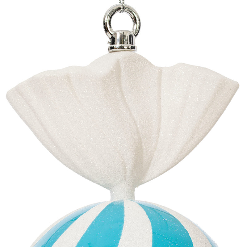 Ornement boule de bonbon, Bleu pastel