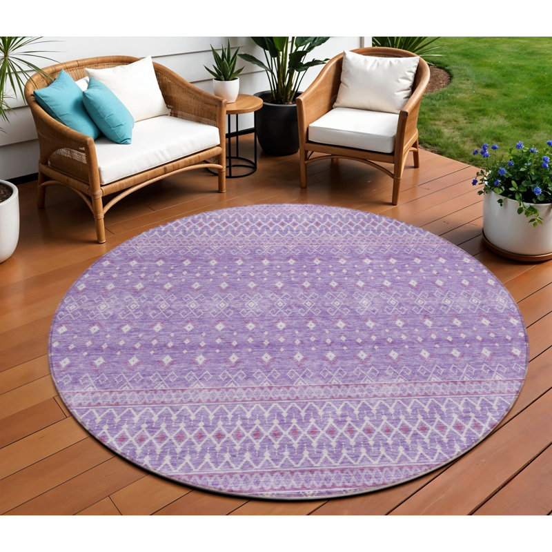 Tapis rond lavable et mauve 8 po