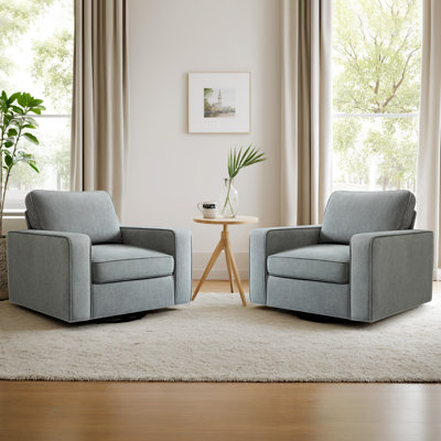 36.2" Wide Upholstered Swivel Accent Armchair