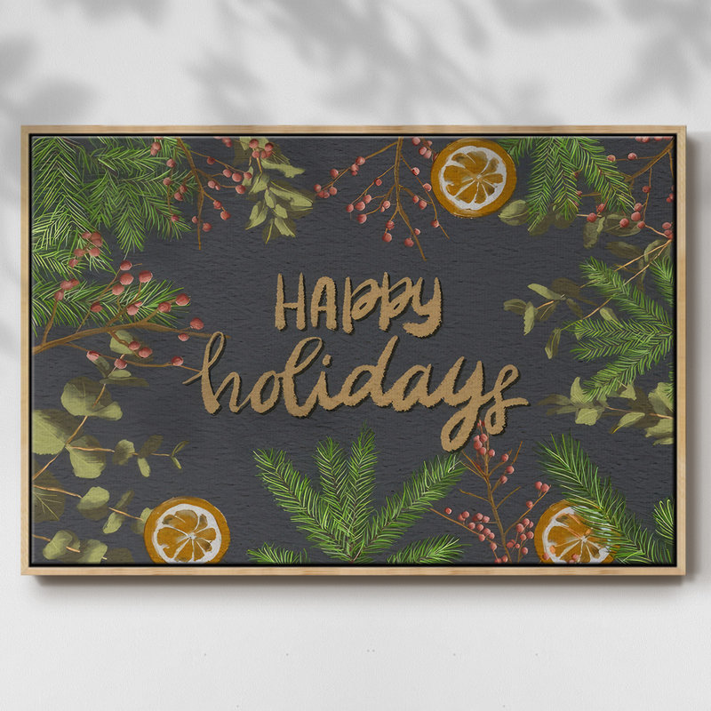 Holiday Sentiment II, reproduction d'art sur toile, H 27 po x l 41 po x P 1,5 po, Encadré naturel
