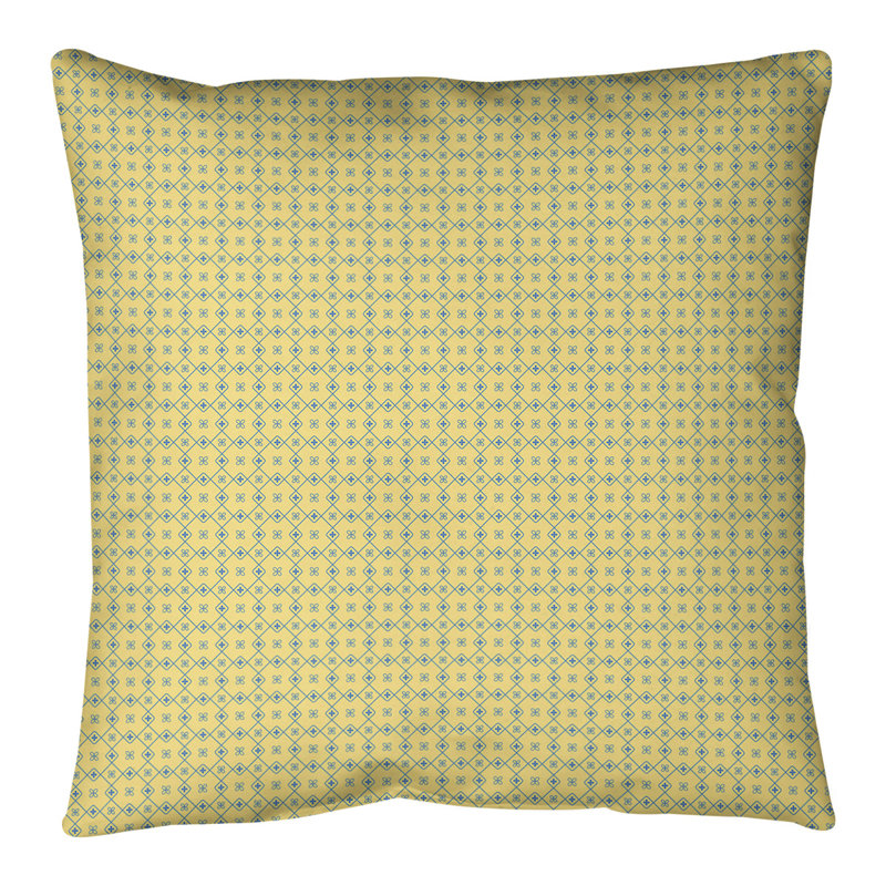 Coussin de sol Katelyn Elizabeth, 28 po x 28 po, Jaune / Bleu