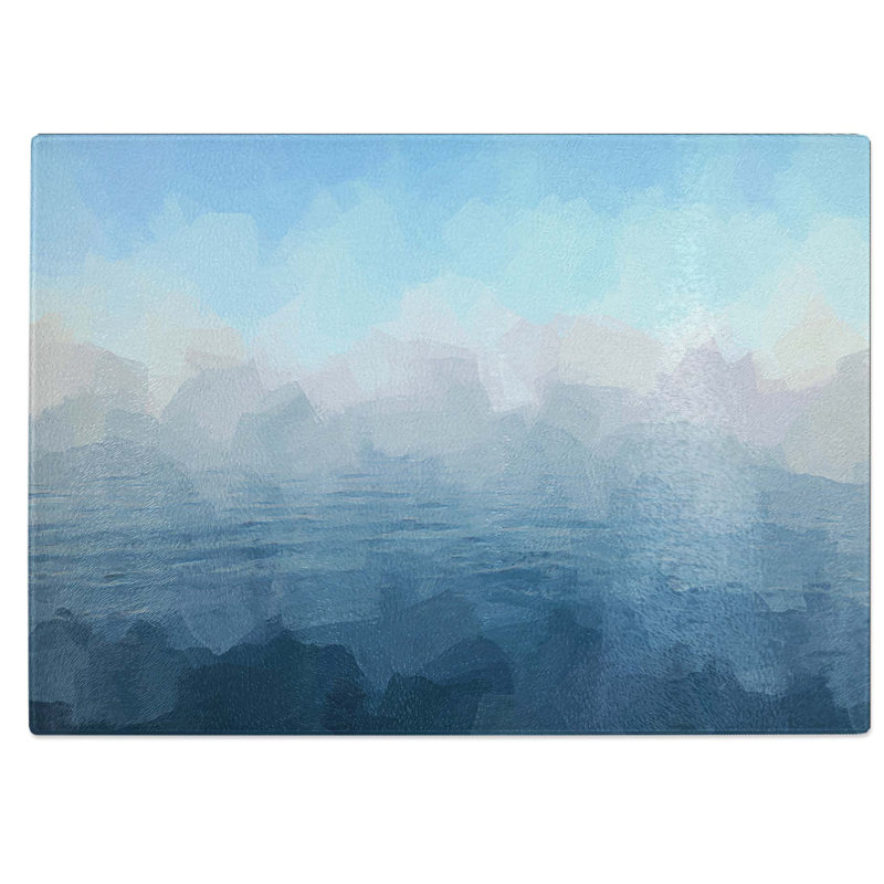 Tempered Glass Calm Horizon Chopping Board, 28.5 cm W x 20 cm L