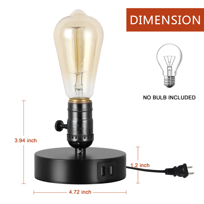 Aniesha Metal USB Desk Lamp, Black