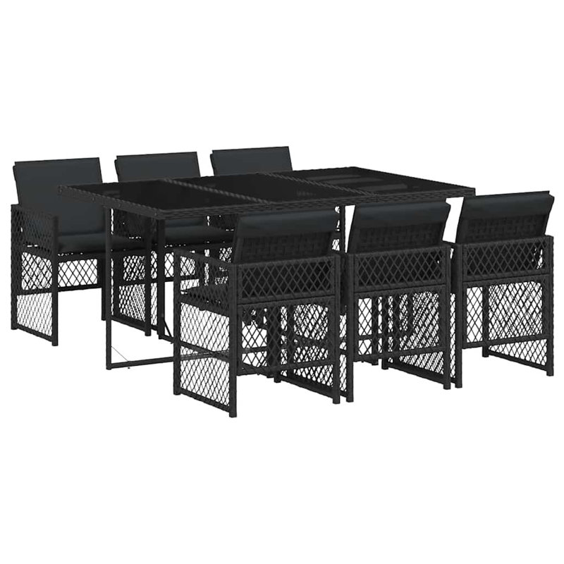 Patio Dining Set with, Black, Black
