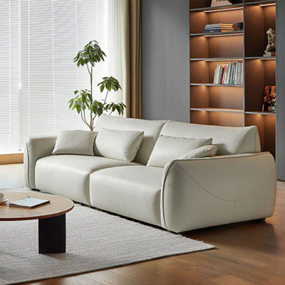 White Genuine Leather Modular Sofa cushion couch