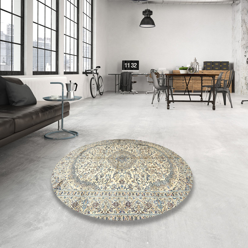 Tapis traditionnel gris / noir Cundick, Rond 3 pi
