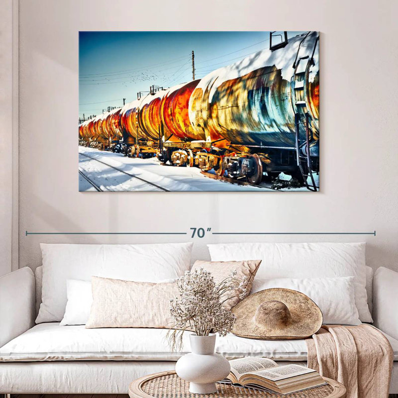 Mehar Snowy Oil Tanker Train, 32" H x 48" W