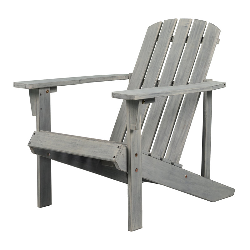 Westport Classic Solid Acacia Wood Outdoor Adirondack Chair, Gray Weather-Resistant Patio Lounge Chair for Deck, Garden, and Fire Pit