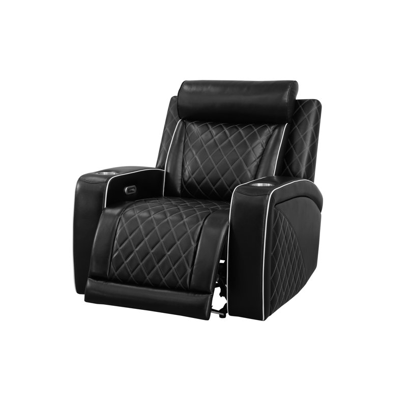 Canapé et fauteuil inclinable Regent en cuir noir respirant Regent