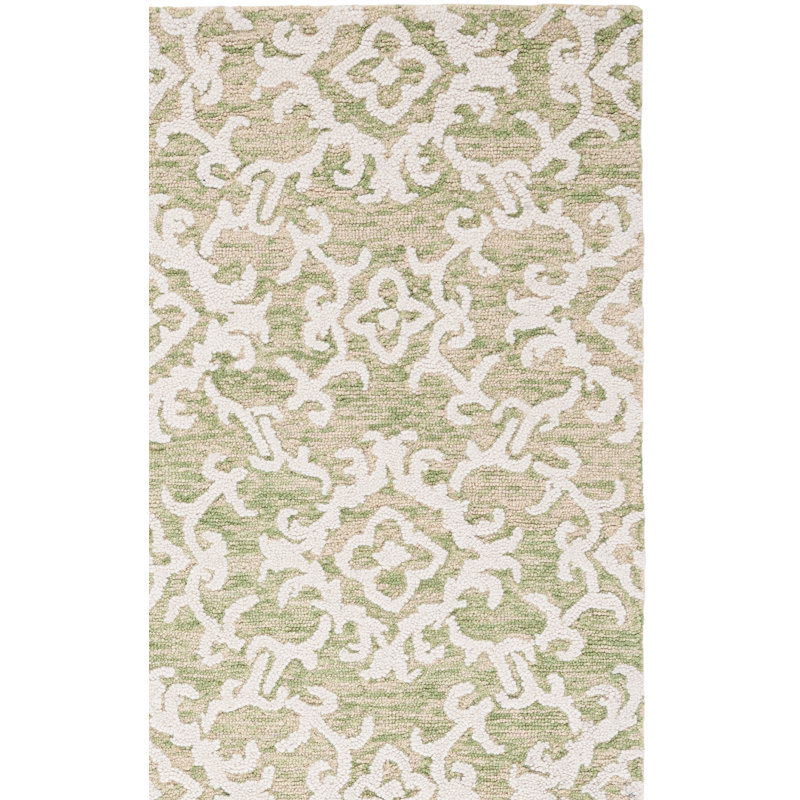 Imanol Hand Tufted Wool Damask Rug, Rectangle 9' x 12'