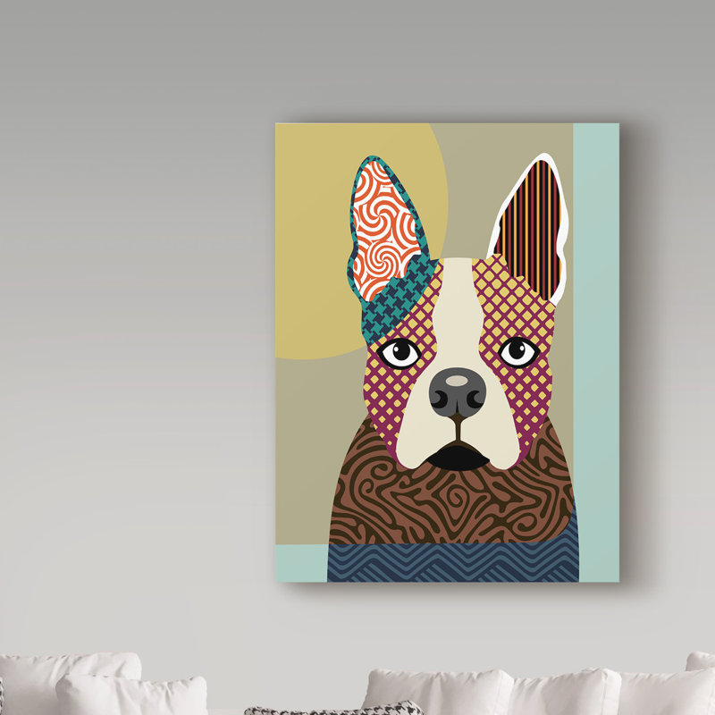 Buckey «Boston Terrier», impression sur toile tendue, H 19 po x l 14 po x P 2 po