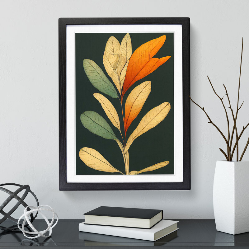Pretty Leaves Art No.2 - Wrapped Canvas Print, Black Framed, 64cm H x 46cm W