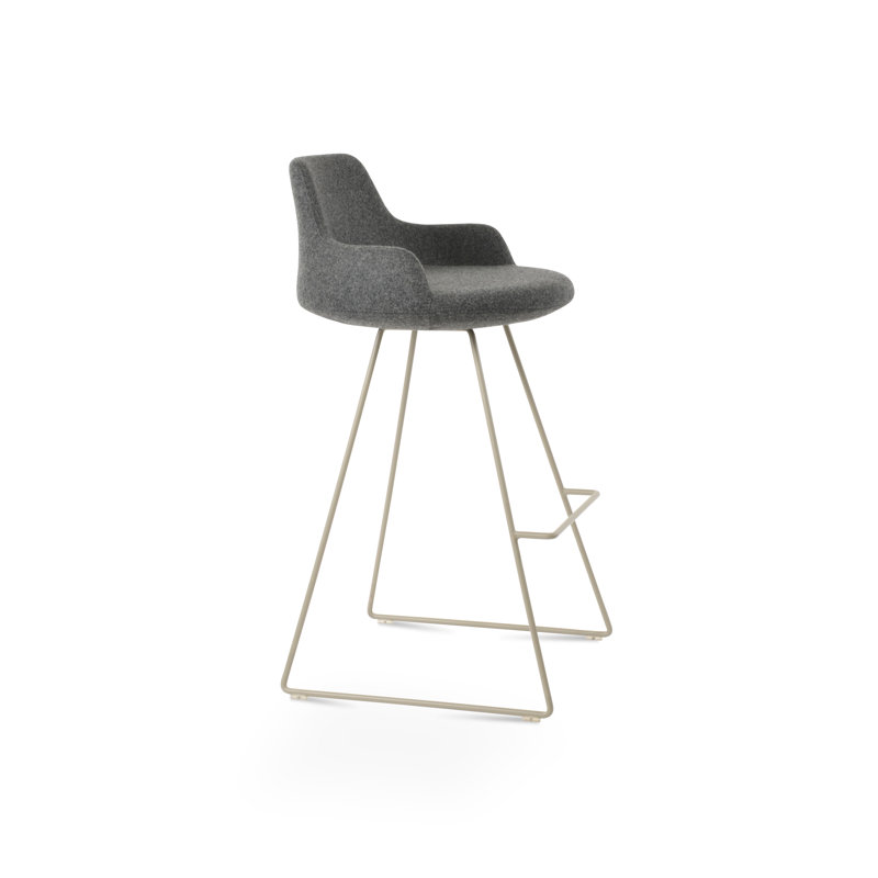 Tabouret de bar et de bar Dervish, gris, Or, Tabouret de comptoir (siège d'une hauteur de 24,5