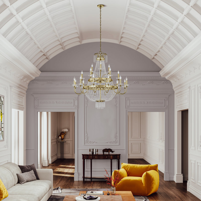 Lustre empire 21 lumières Kearrah, Doré hivernal