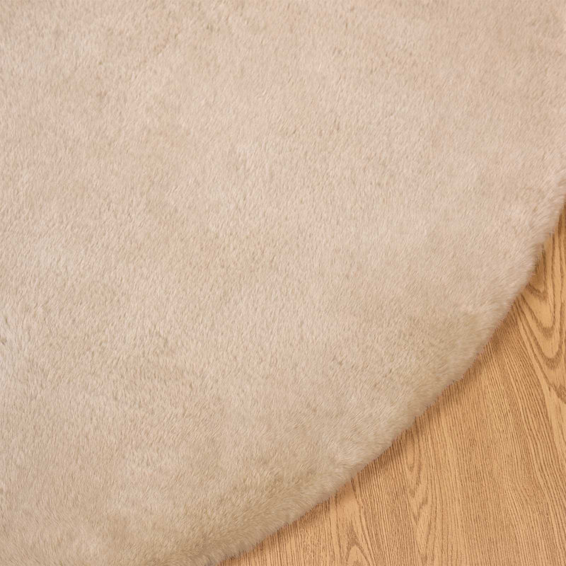  Faux Rabbit Fur Rug Olite Polyester, Taupe, Round 160 cm