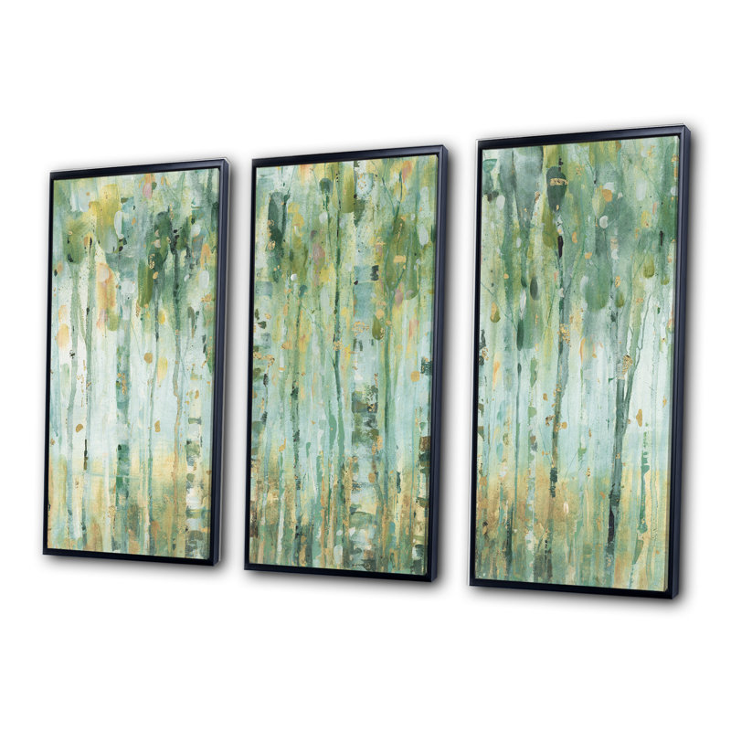 «The Birch Forest II», ensemble d'art mural sur toile encadré traditionnel, H 20 po x l 36 po x P 1 po, Cadre noir