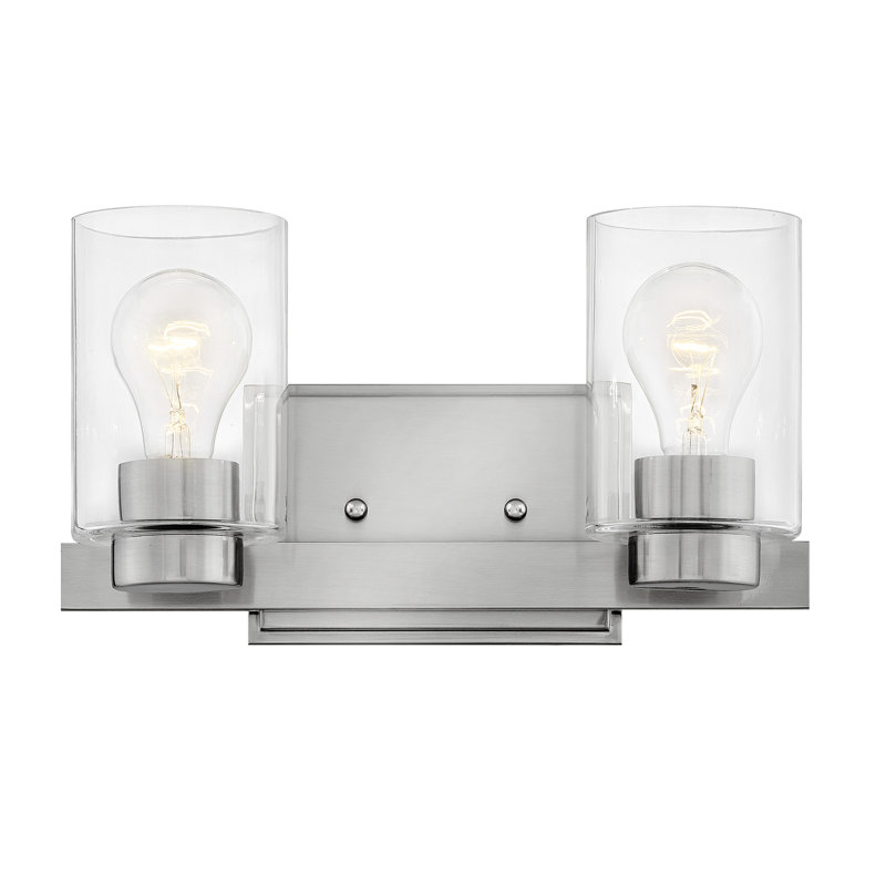 Miley 2-Light Vanity Light, Brushed Nickel/Clear