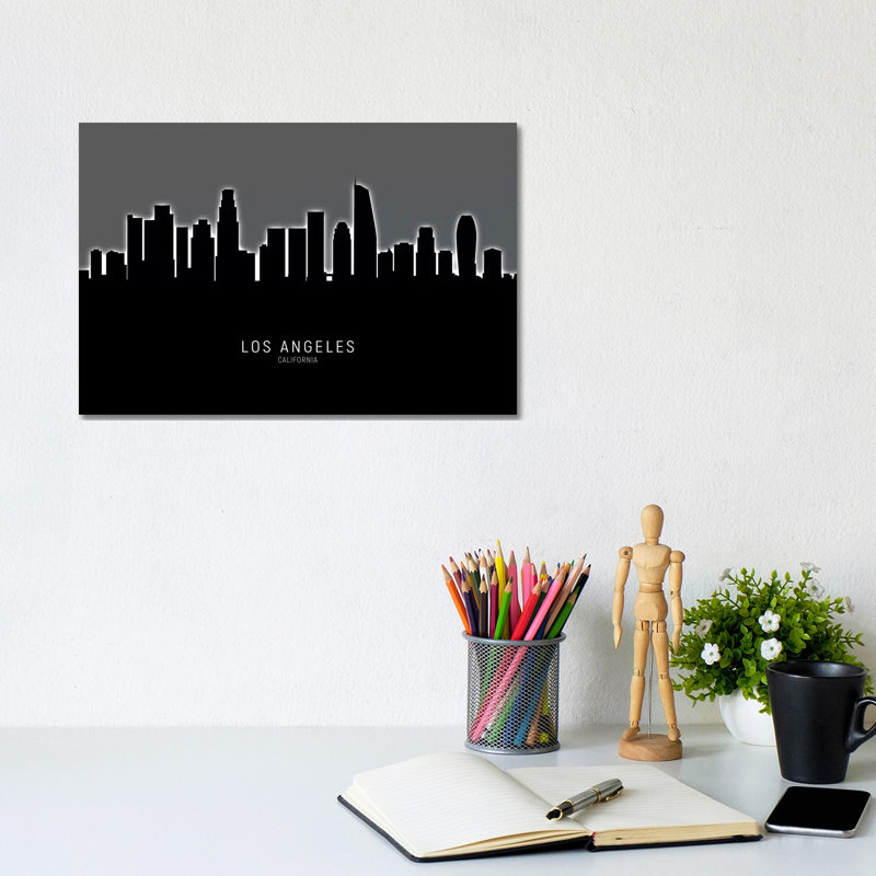 «Los Angeles California Skyline» par Michael Tompsett, impression sur toile tendue, H 8 po x l 12 po x P 0,75 po