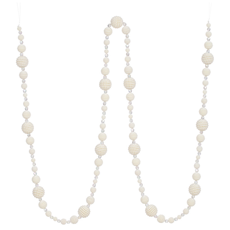 White Ball Garland - 6 Feet Set Of 6